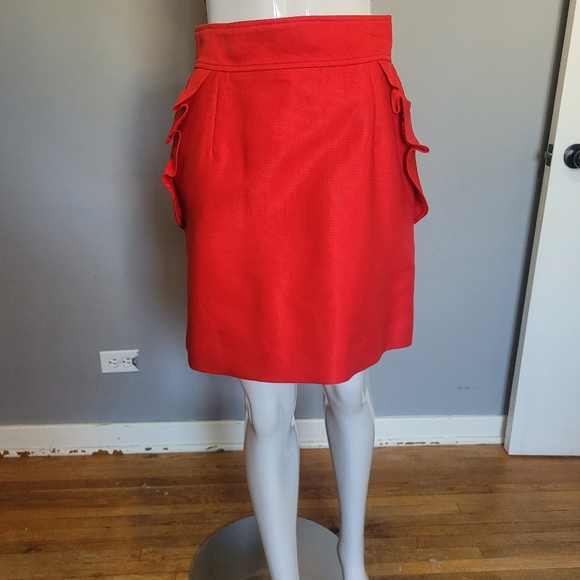 Sandro Paris Cotton Blend Skirt with Ruffled Pockets, VGUC, Size 1/ US size 4 - Picture 2 of 9